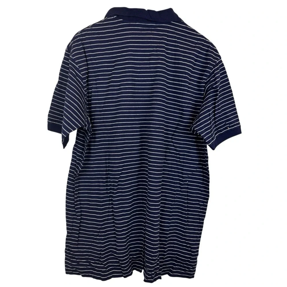 Polo Ralph Lauren Polo Shirt Men's XL Blue Stripe Preppy 90s Pima Cotton Vintage